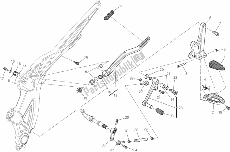 Toutes les pièces pour le Repose-pieds, Gauche du Ducati Diavel Brasil 1200 2012